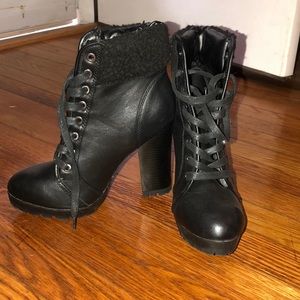 Chunky Heel Black Booties